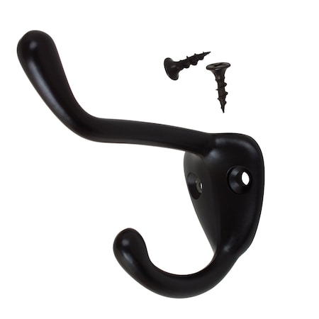 Gliderite Hardware 3 in. Matte Black Large Coat Double Hook, 25PK 7014-MB-25
